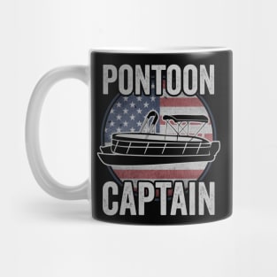 Pontoon Captain Funny Pontoon Boat USA American Flag Mug